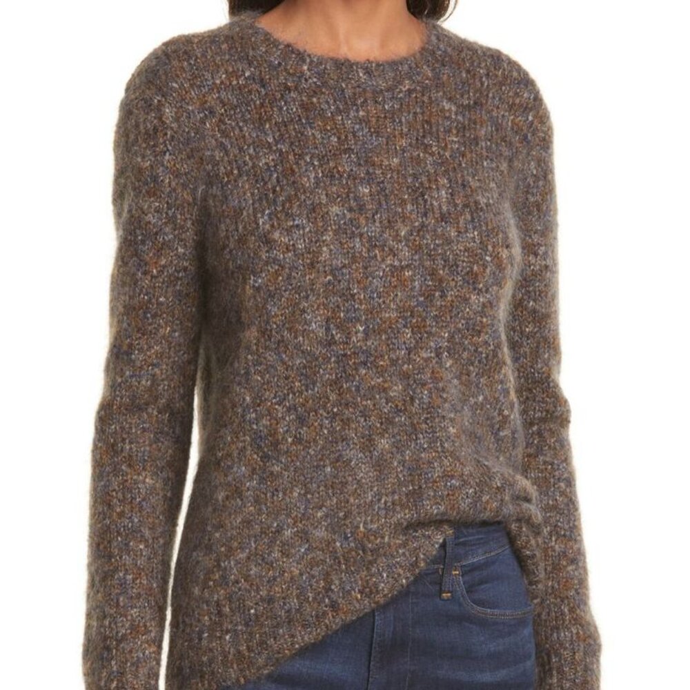 Nordstrom Signature Crewneck Mohair Blend Sweater Brown Sz S